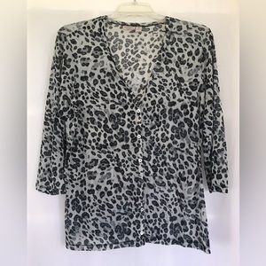 Chico’s Mesh Leopard Print Cardigan Size 3